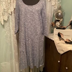 Pure Jill Cotton Knit Navy White Dress Sz L